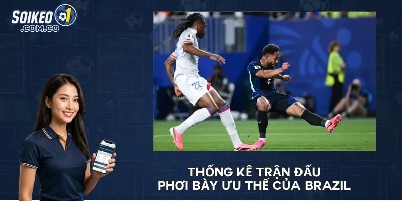 Thống kê trận đấu phơi bày ưu thế của Brazil 